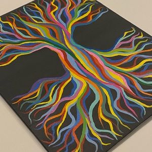 Tree of Life Painting - Hand Painted By Myself - Rainbow Tree 8x10 Inch Panel